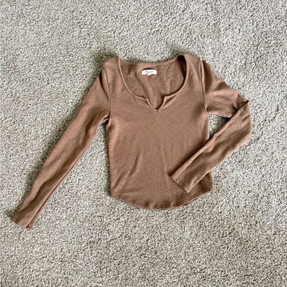 Madewell Tan Long Sleeve Blouse